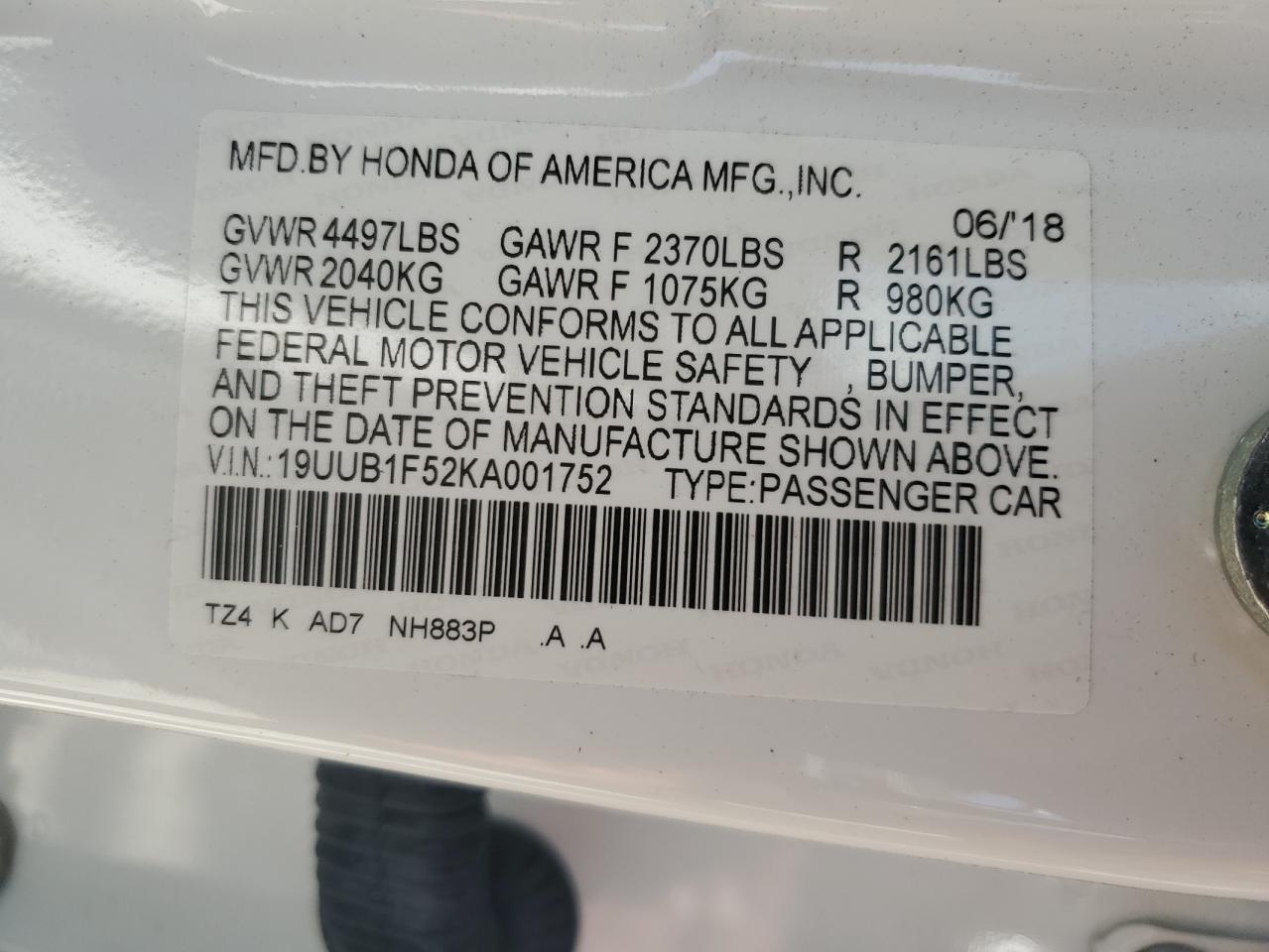 19UUB1F52KA001752 2019 Acura Tlx Technology