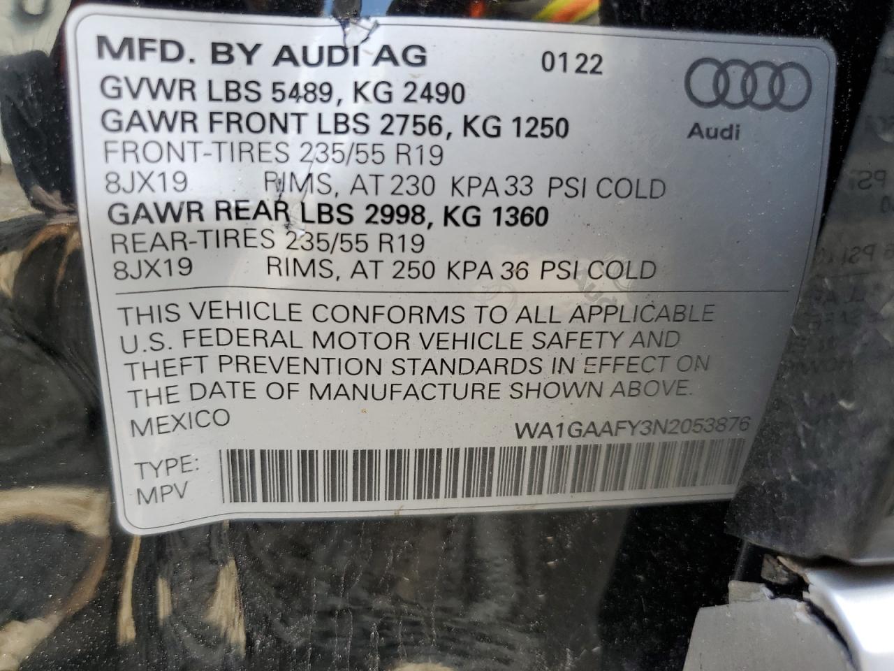 WA1GAAFY3N2053876 2022 AUDI Q5 - Image 15