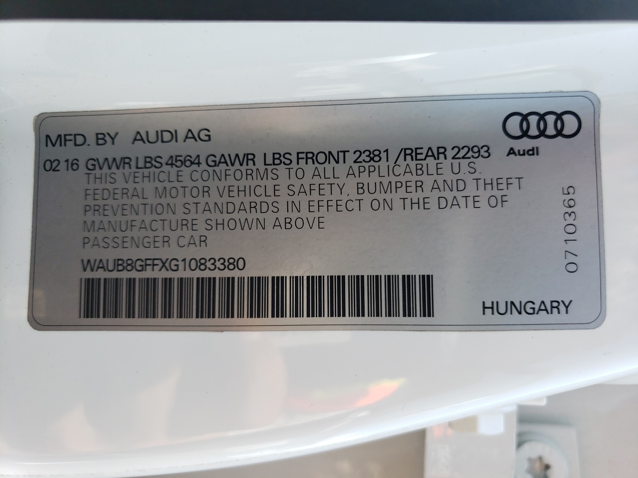 WAUB8GFFXG1083380 2016 Audi A3 Premium