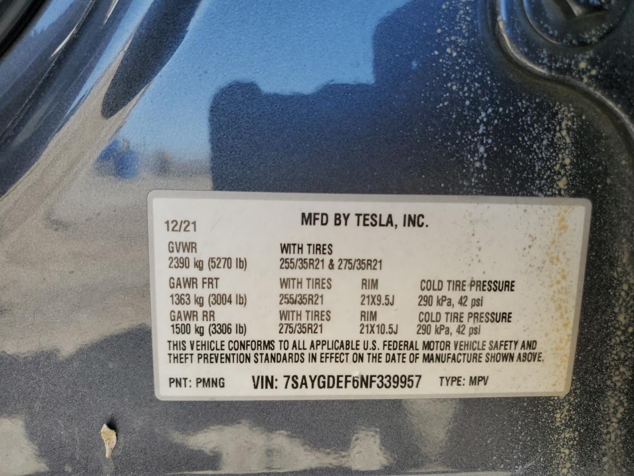 2022 Tesla Model Y VIN: 7SAYGDEF6NF339957 Lot: 67899584