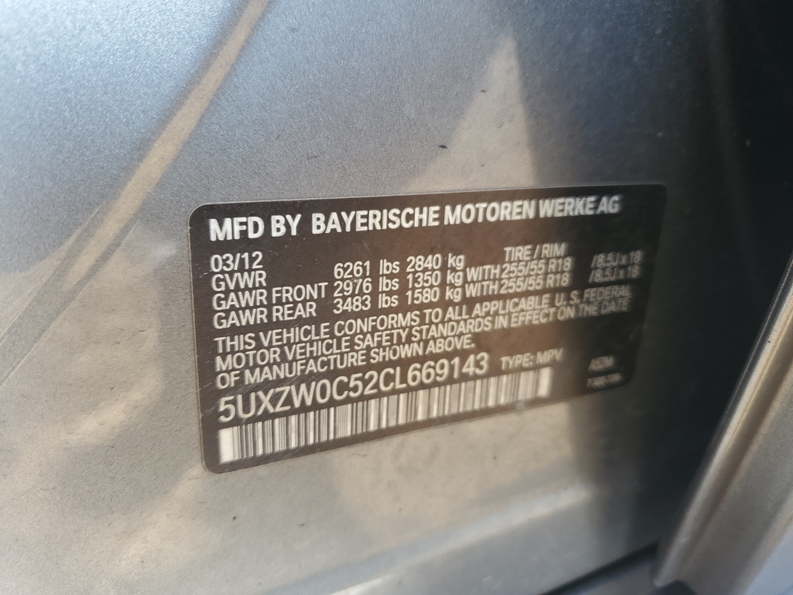 5UXZW0C52CL669143 2012 BMW X5 xDrive35D