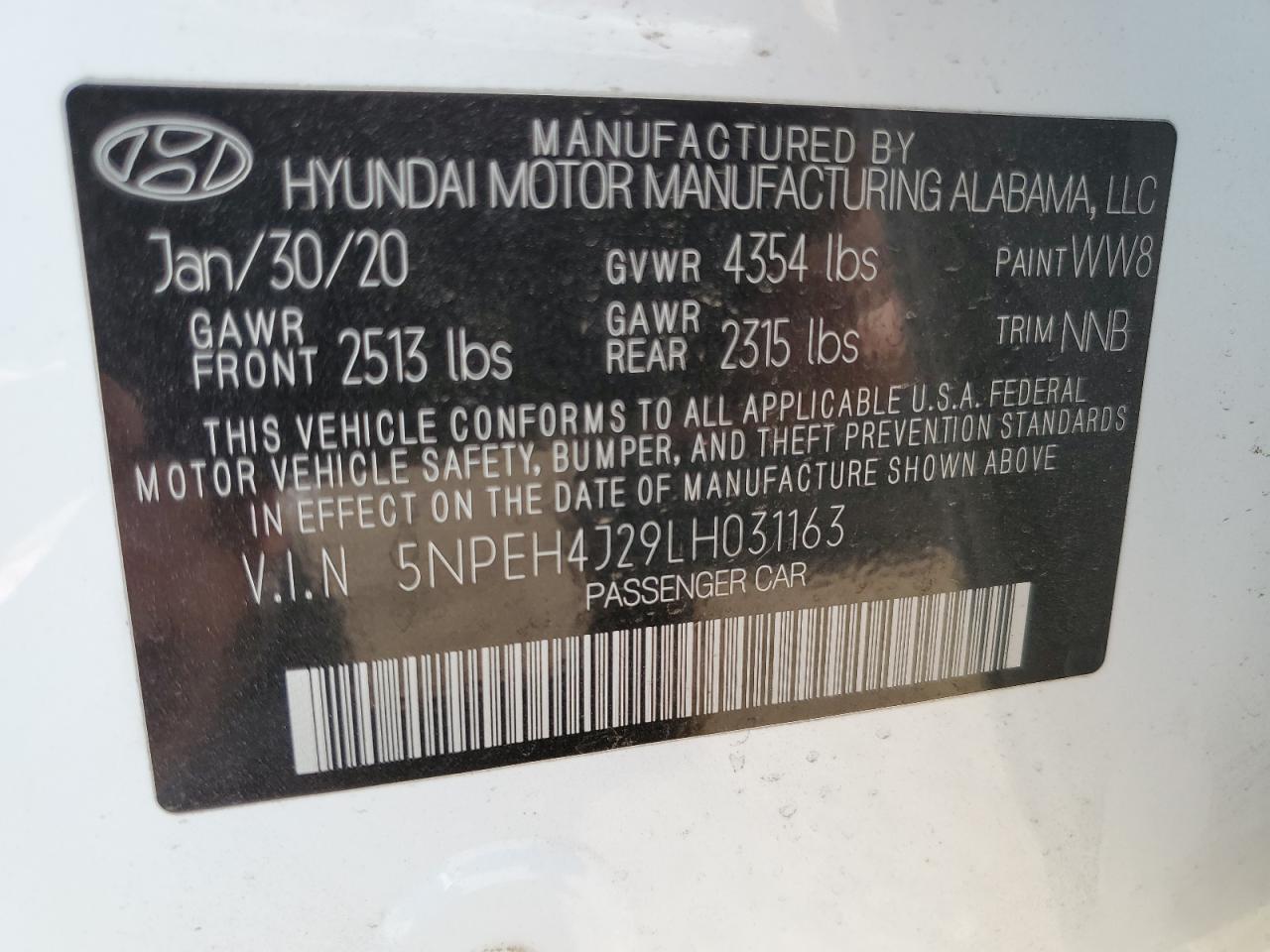 5NPEH4J29LH031163 2020 HYUNDAI SONATA - Image 13