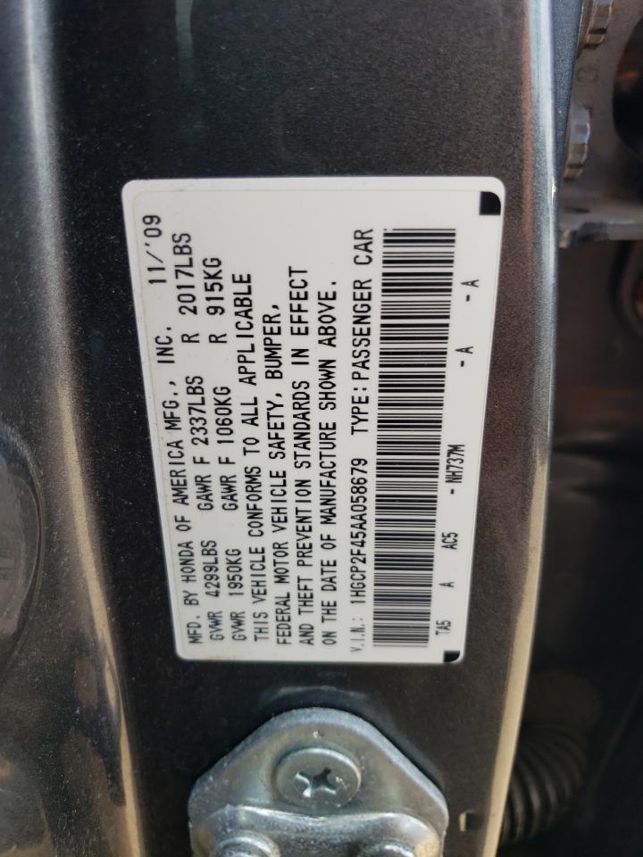 2010 Honda Accord Lxp VIN: 1HGCP2F45AA058679 Lot: 65860904