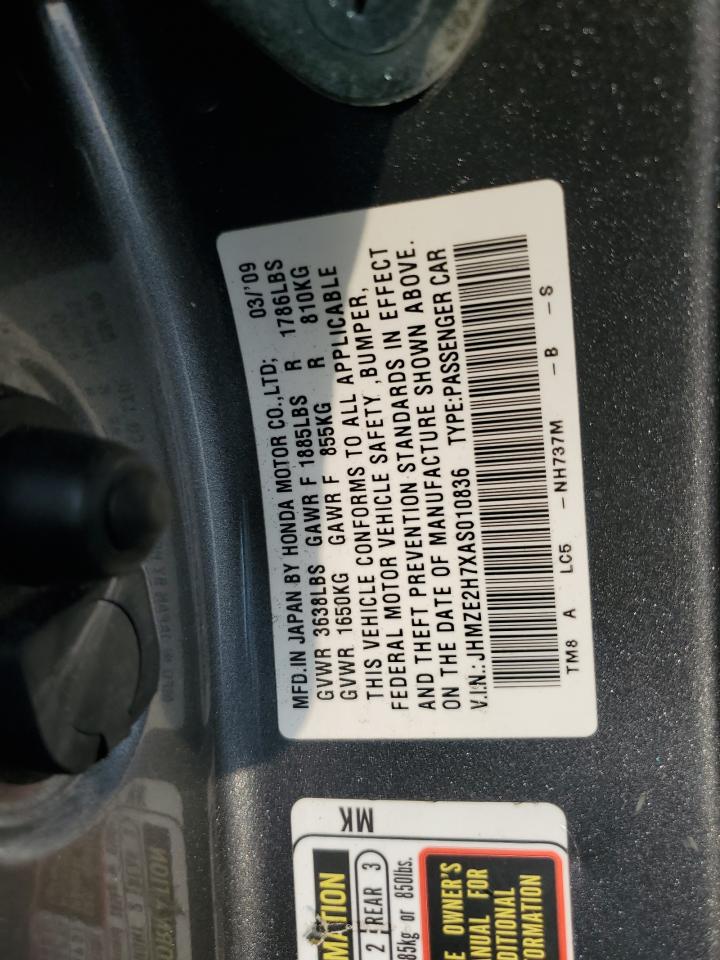 2010 Honda Insight Ex VIN: JHMZE2H7XAS010836 Lot: 65896724