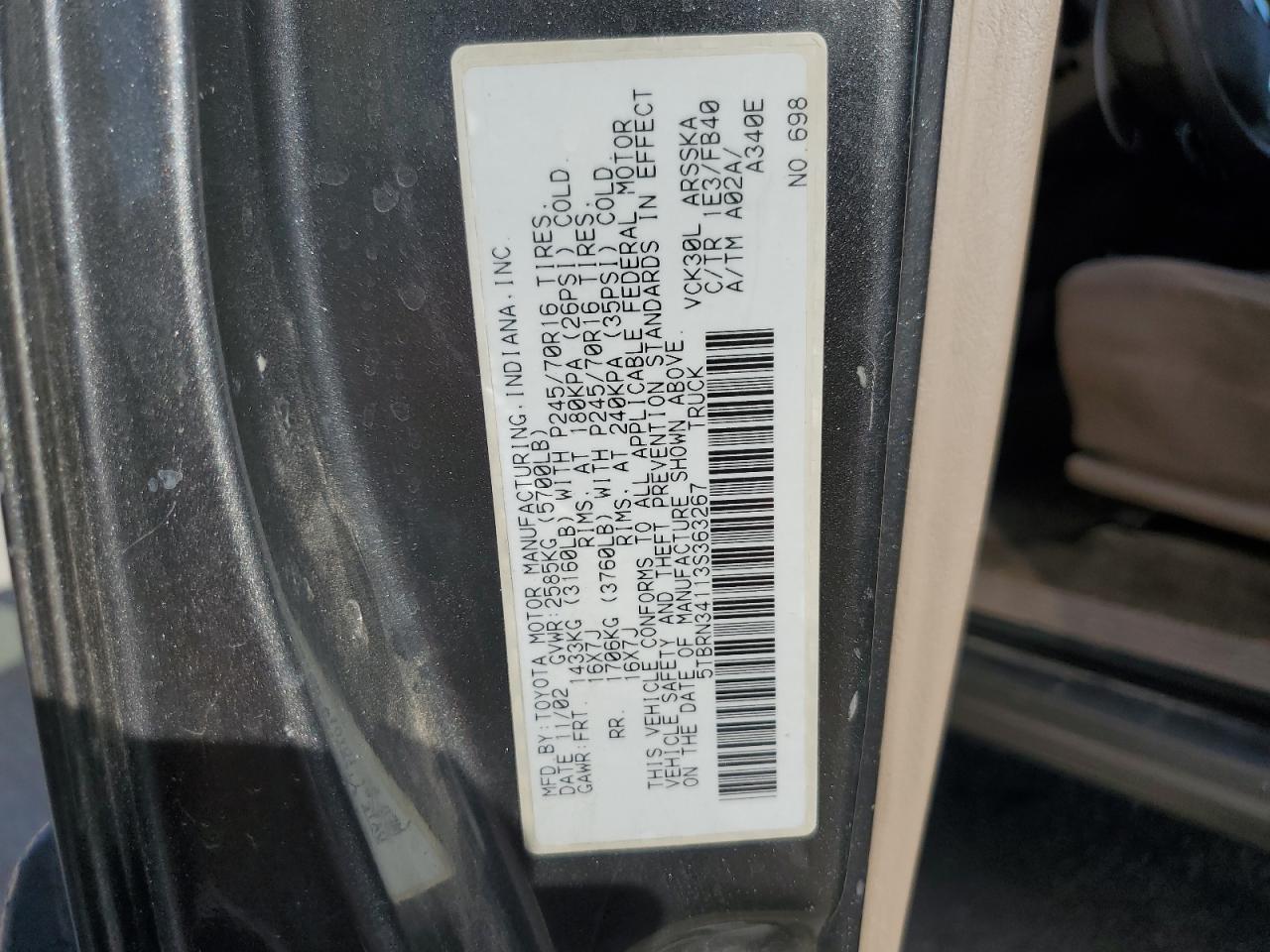 2003 Toyota Tundra Access Cab Sr5 VIN: 5TBRN34113S363267 Lot: 66179974