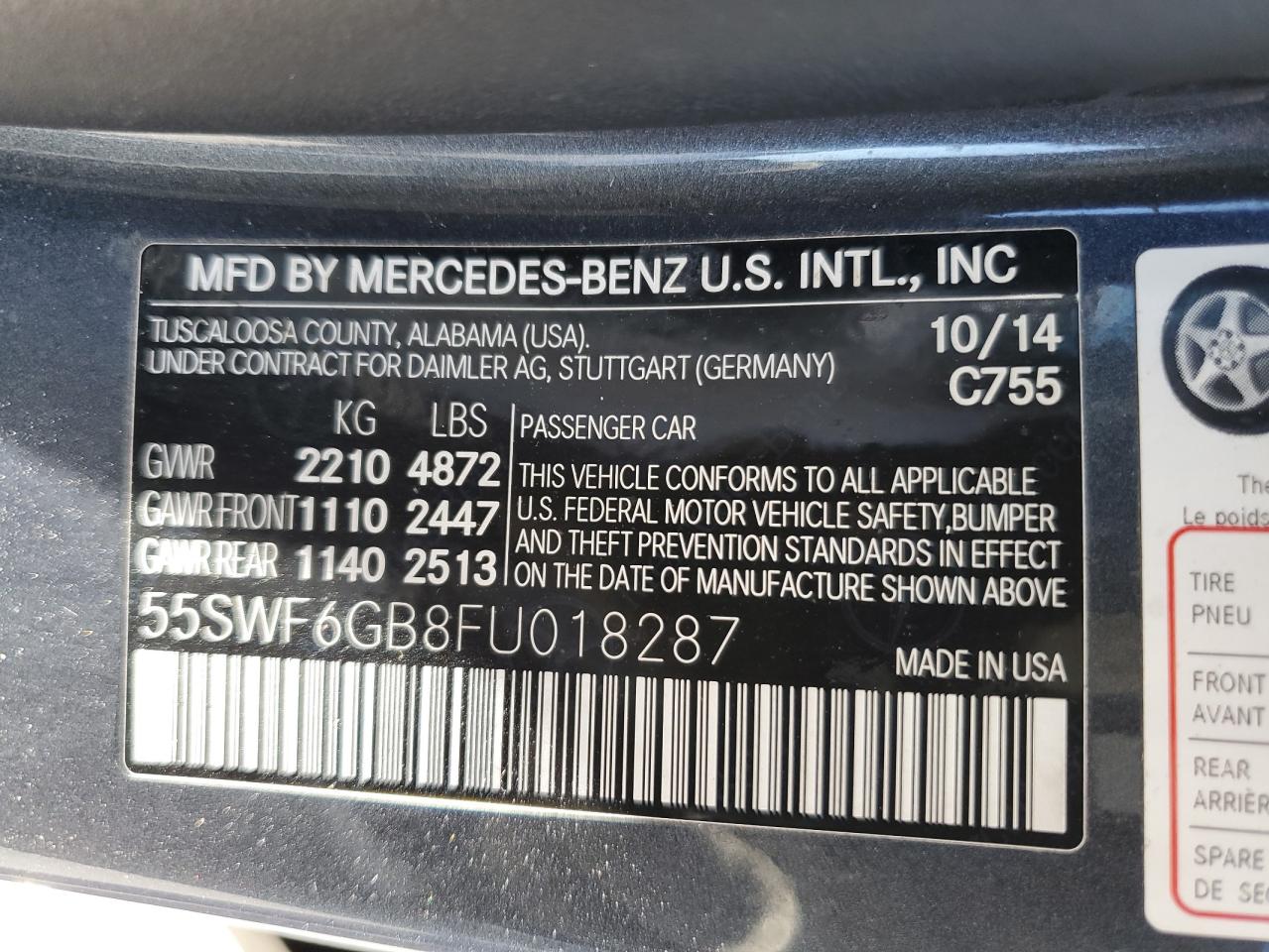 55SWF6GB8FU018287 2015 MERCEDES-BENZ C CLASS - Image 12