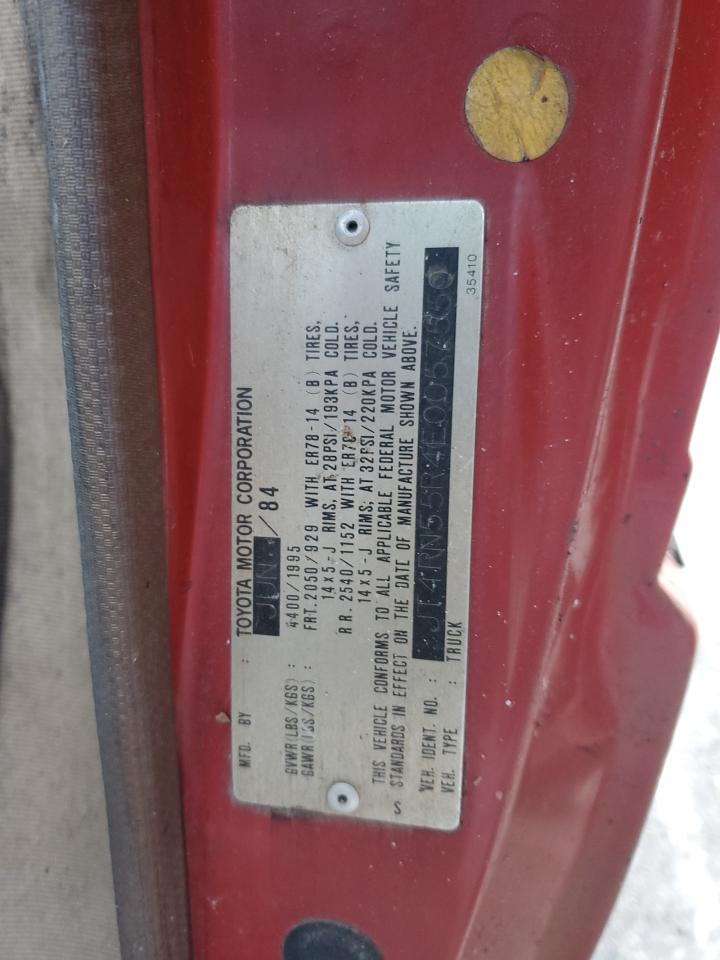 1984 Toyota Pickup 1/2 Ton Rn55 VIN: JT4RN55R4E0057550 Lot: 66578854