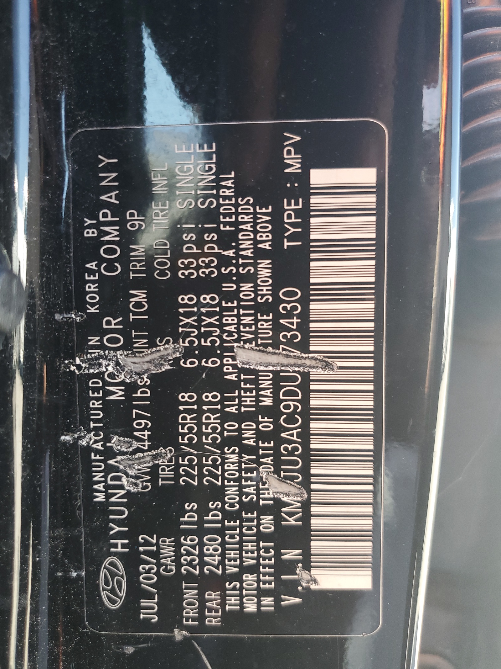 KM8JU3AC9DU573430 2013 Hyundai Tucson Gls