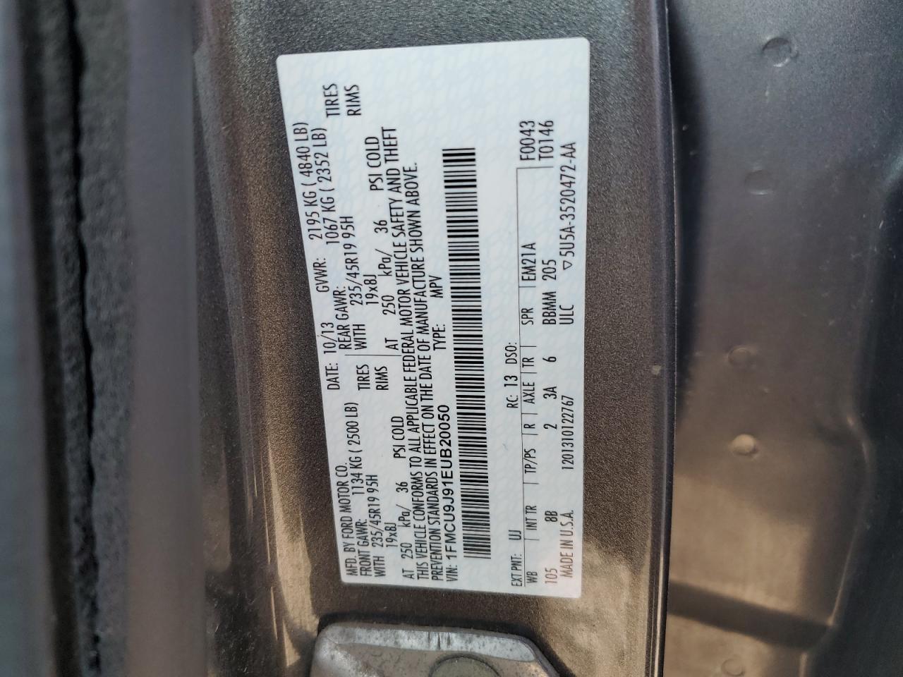 2014 Ford Escape Titanium VIN: 1FMCU9J91EUB20050 Lot: 65961754