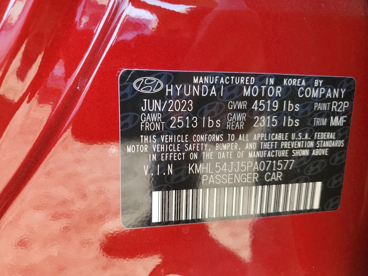 KMHL54JJ5PA071577 2023 Hyundai Sonata Hybrid