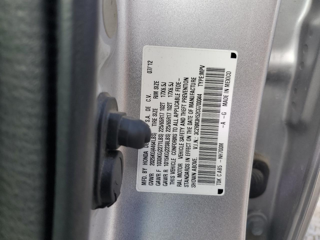 2012 Honda Cr-V Ex VIN: 3CZRM3H52CG700044 Lot: 68754874