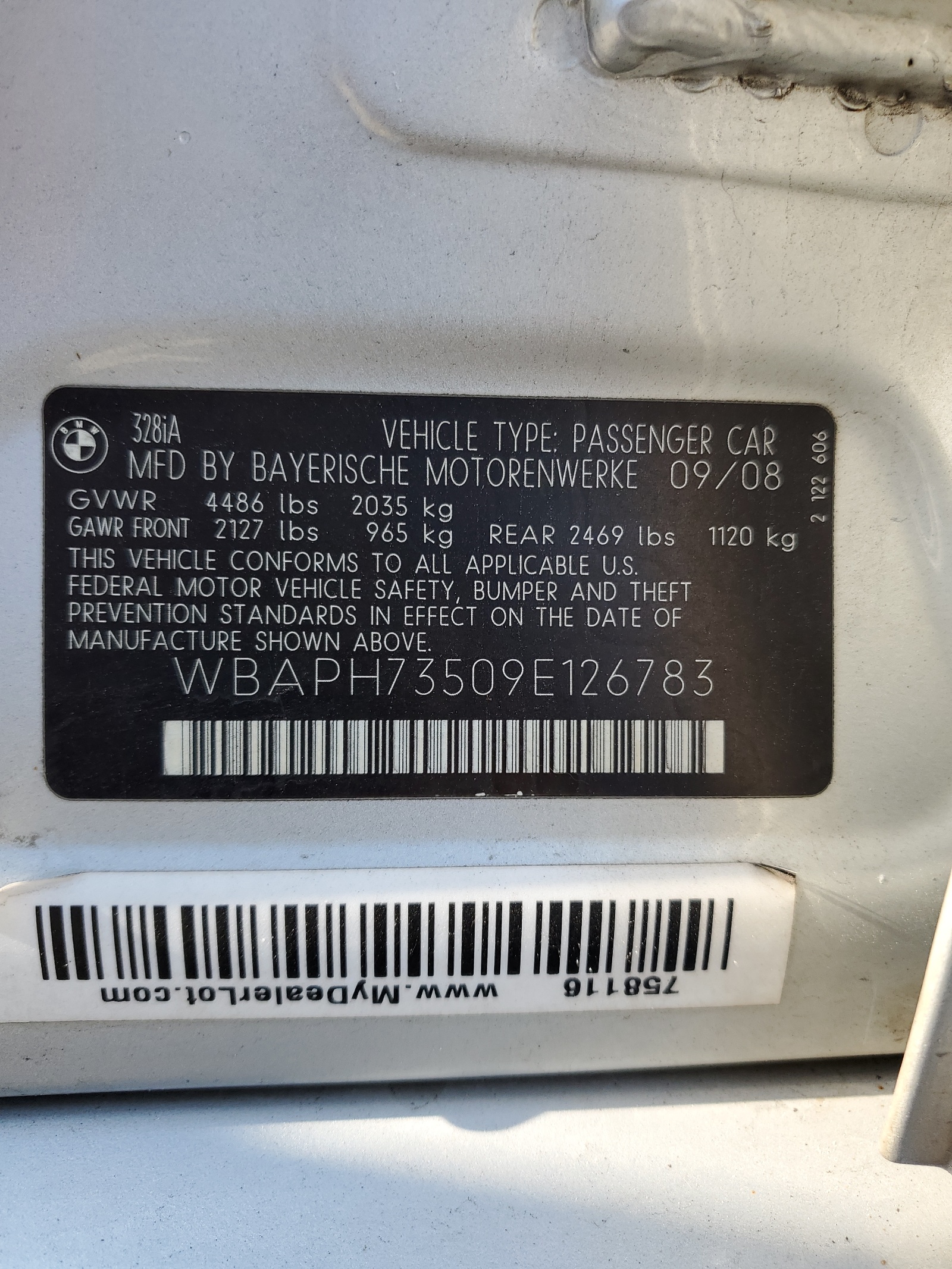 WBAPH73509E126783 2009 BMW 328 I