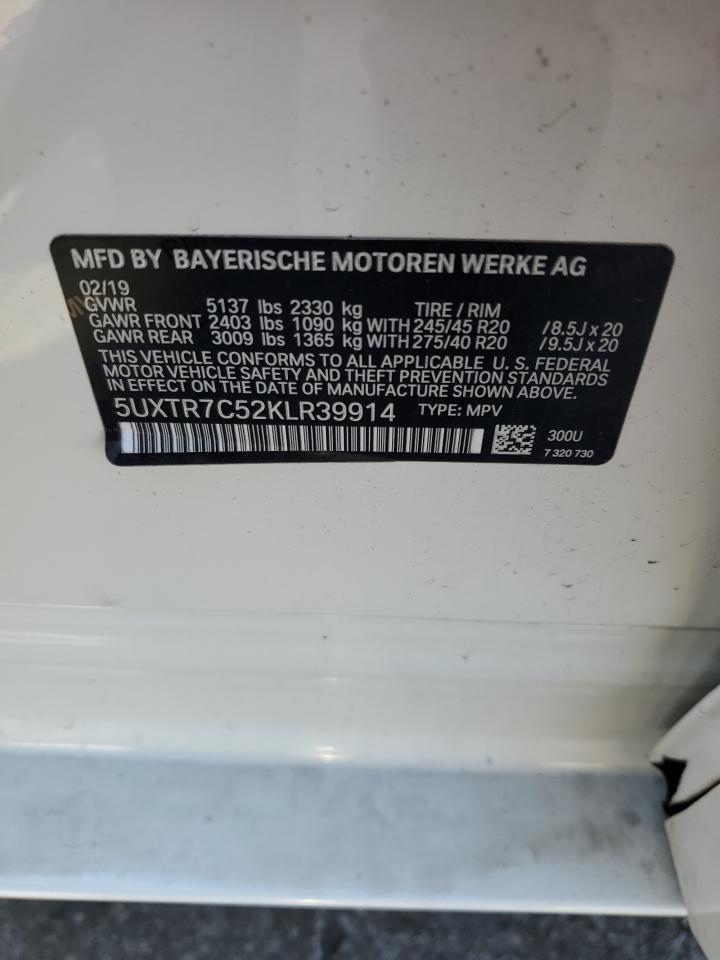 2019 BMW X3 Sdrive30I VIN: 5UXTR7C52KLR39914 Lot: 66944934