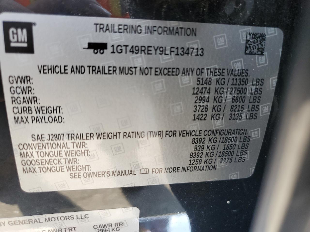 2020 GMC Sierra K2500 Denali VIN: 1GT49REY9LF134713 Lot: 65750444