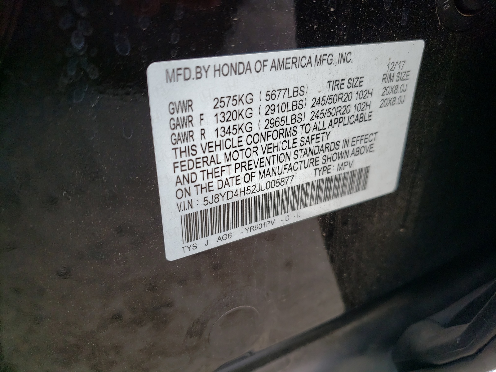 5J8YD4H52JL005877 2018 Acura Mdx Technology