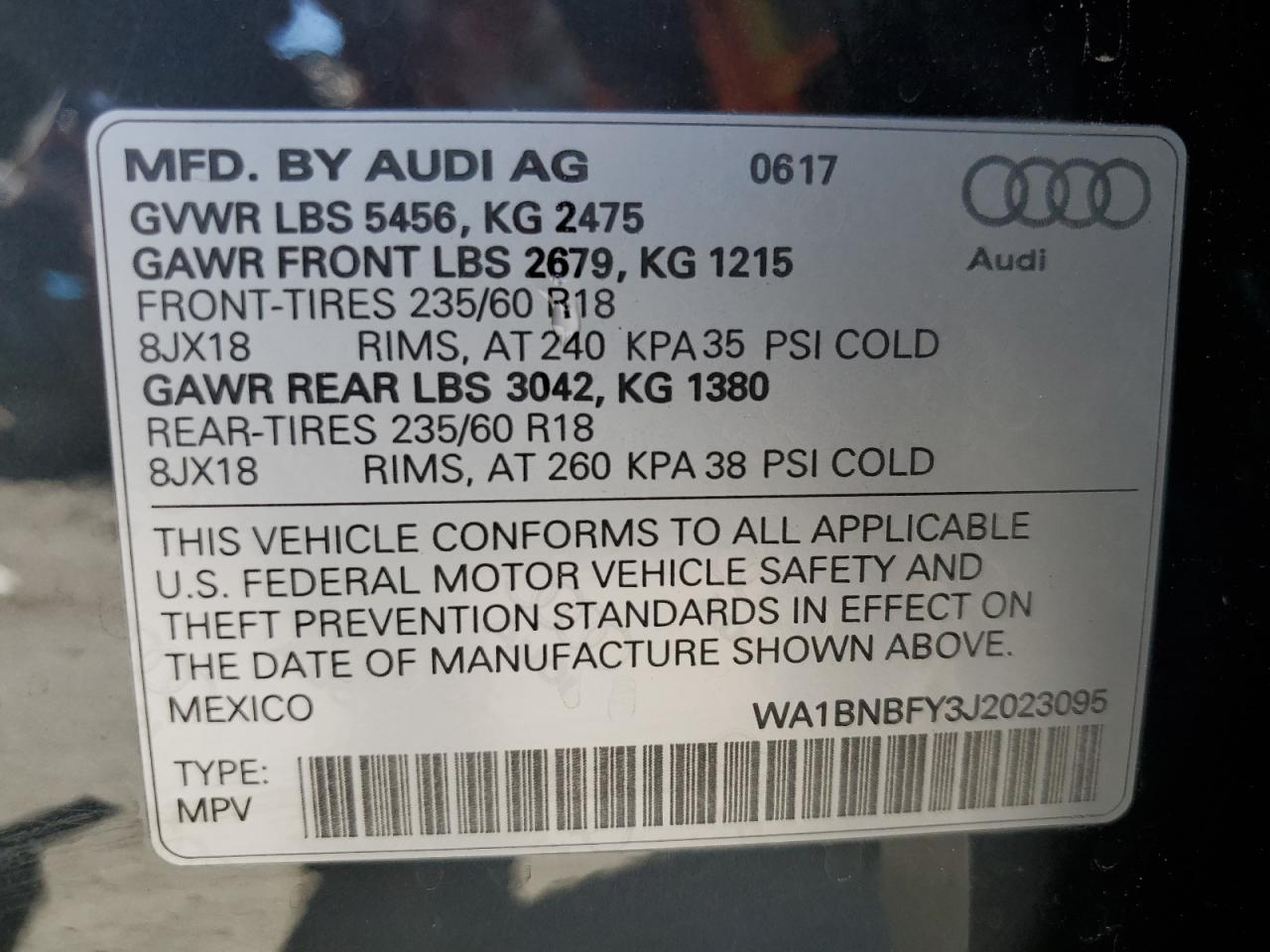 WA1BNBFY3J2023095 2018 Audi Q5 Premium Plus