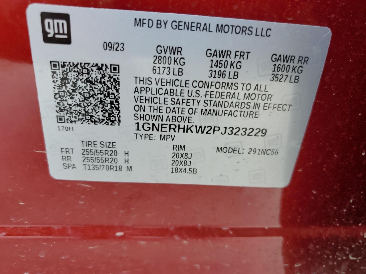 1GNERHKW2PJ323229 2023 Chevrolet Traverse Lt