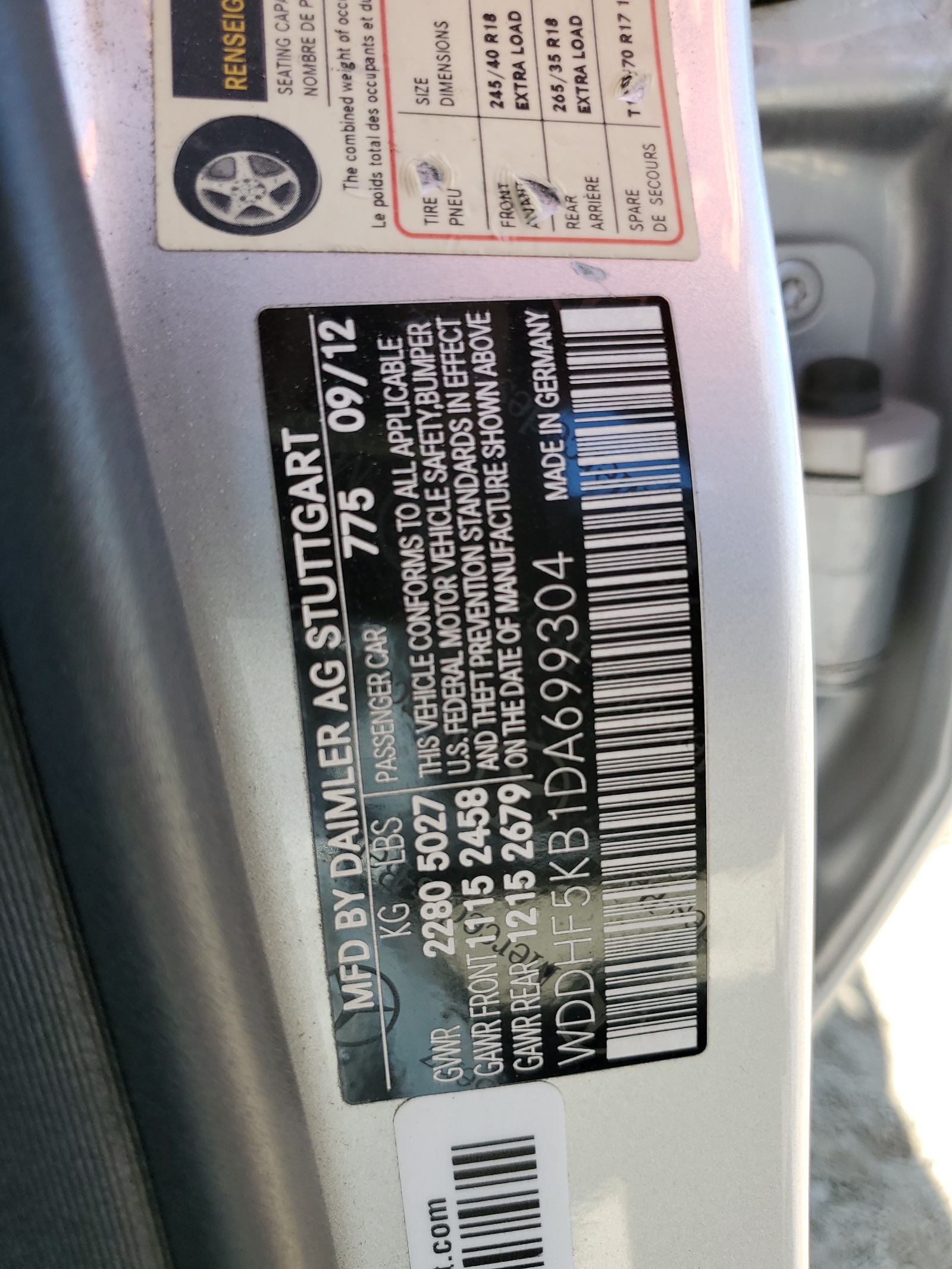 WDDHF5KB1DA699304 2013 Mercedes-Benz E 350