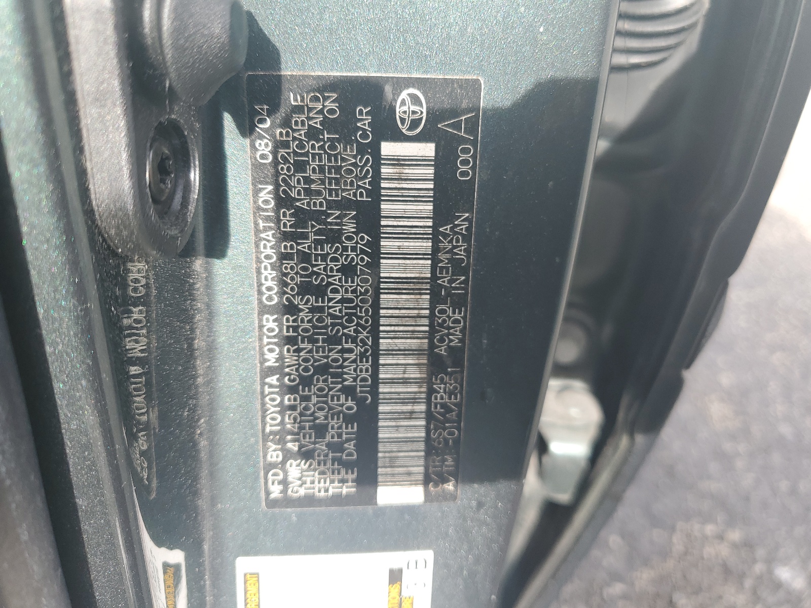 JTDBE32K650307979 2005 Toyota Camry Le