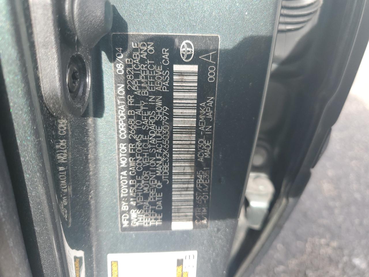 2005 Toyota Camry Le VIN: JTDBE32K650307979 Lot: 65077834