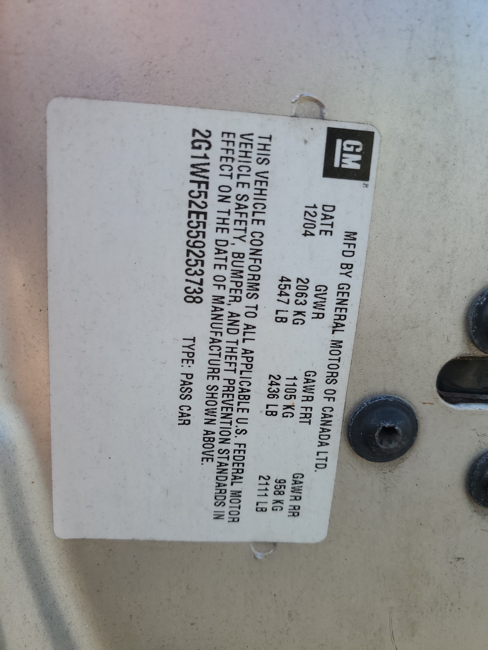 2G1WF52E559253738 2005 Chevrolet Impala