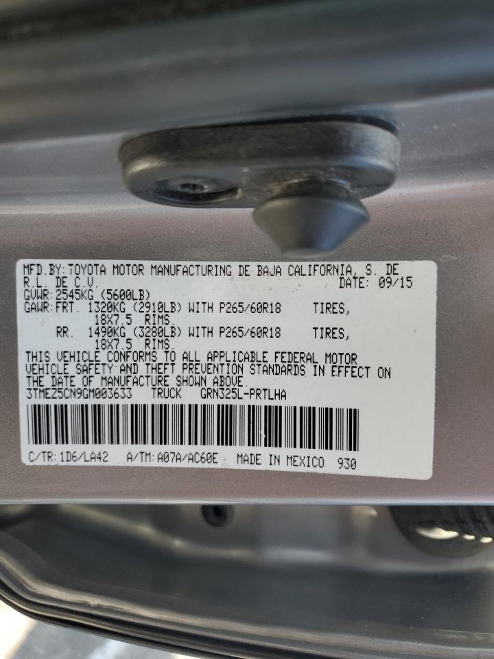 2016 Toyota Tacoma Double Cab VIN: 3TMEZ5CN9GM003633 Lot: 66721514