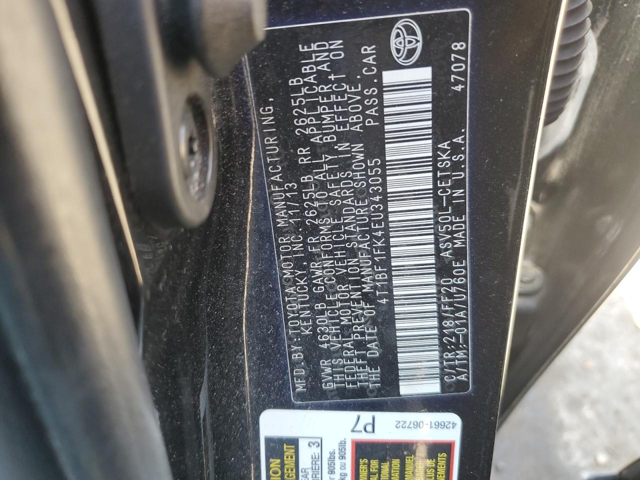 4T1BF1FK4EU343055 2014 Toyota Camry L