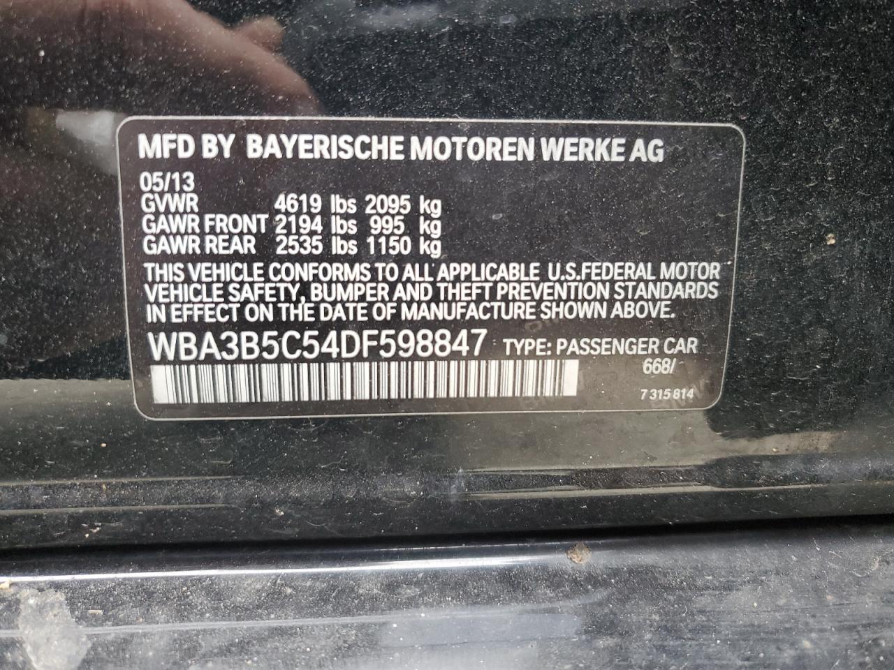 WBA3B5C54DF598847 2013 BMW 328 Xi Sulev