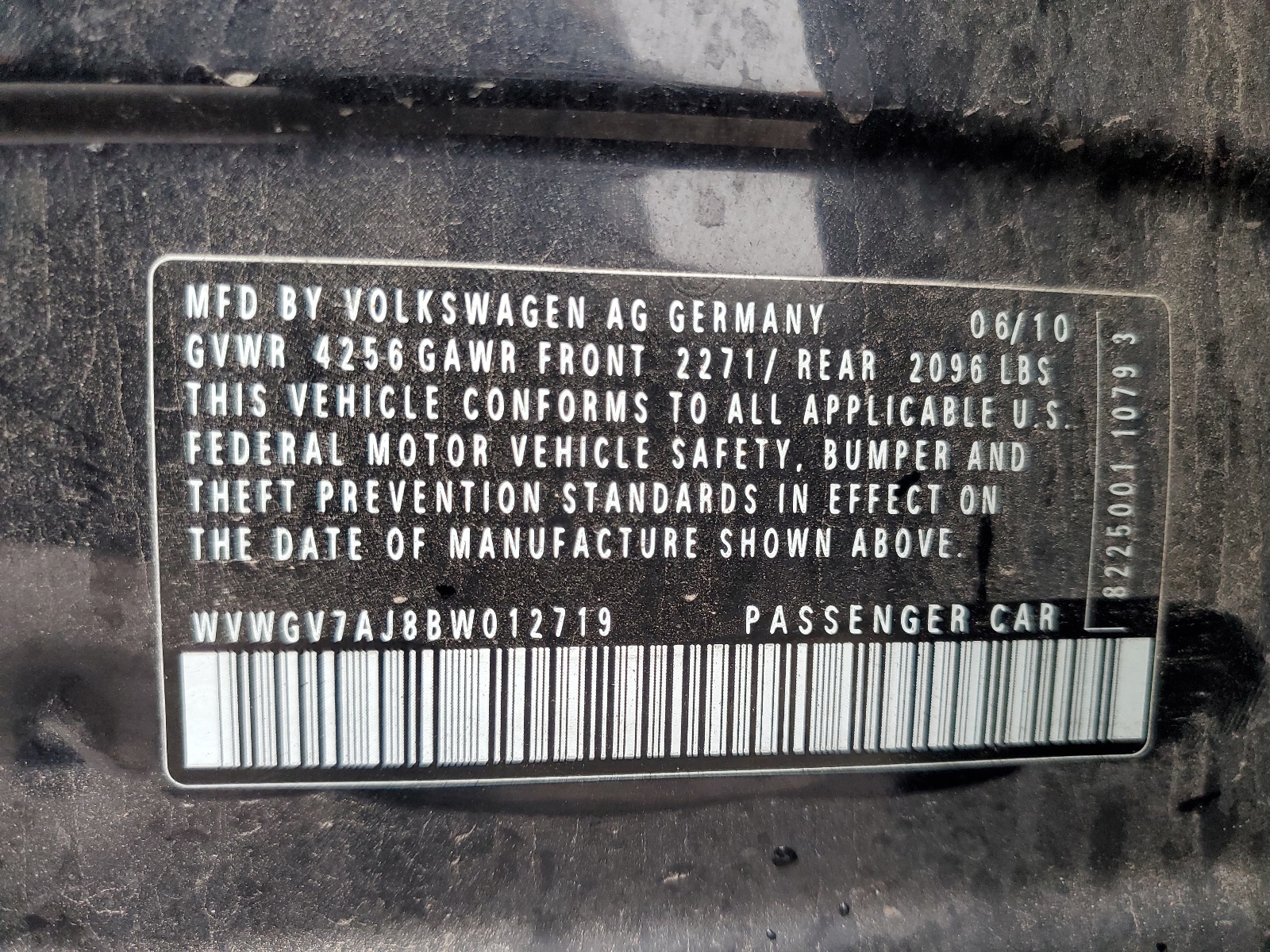 WVWGV7AJ8BW012719 2011 Volkswagen Gti