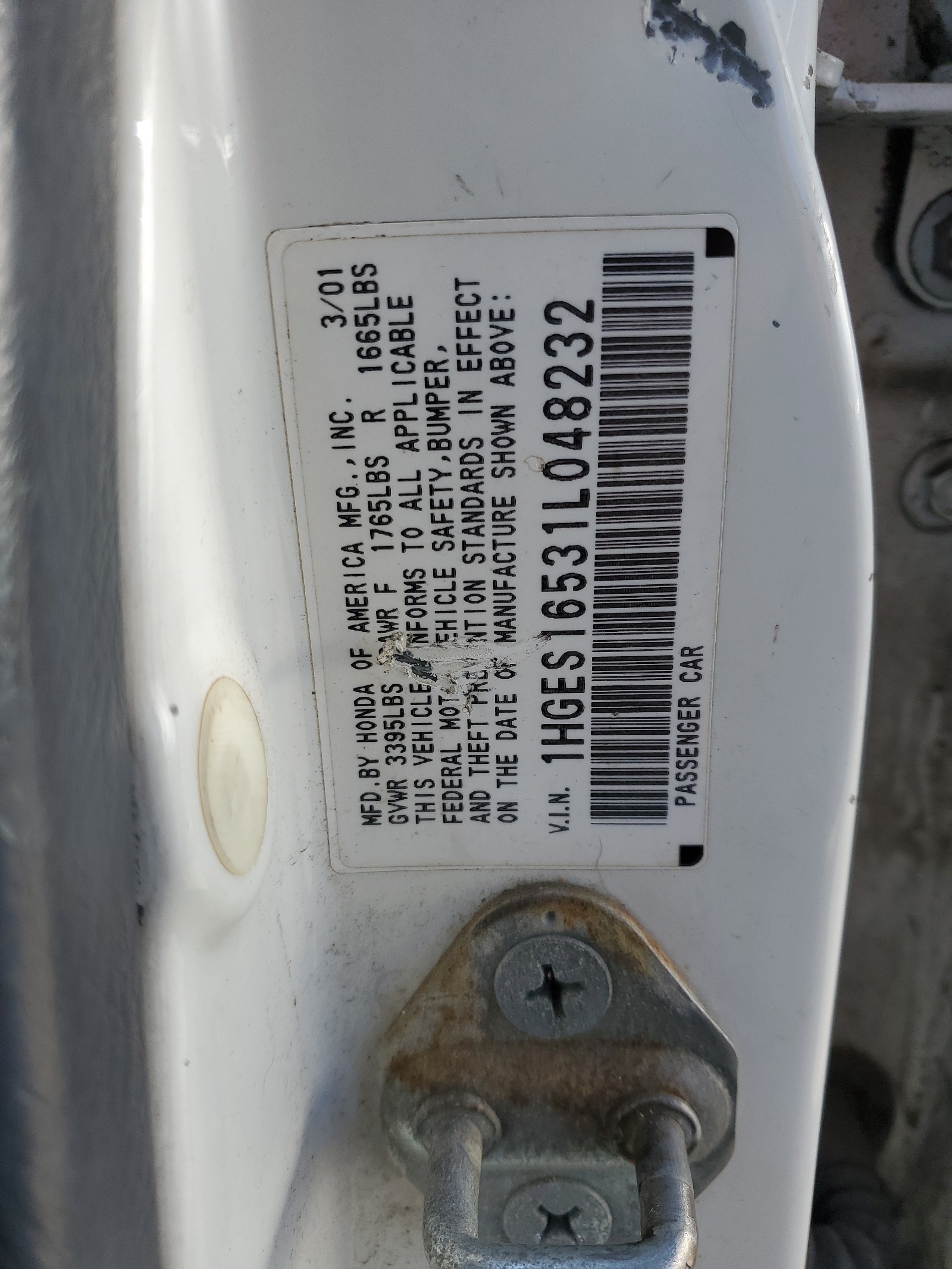 1HGES16531L048232 2001 Honda Civic Lx 1HGES16531L048232 2001 Honda Civic Lx