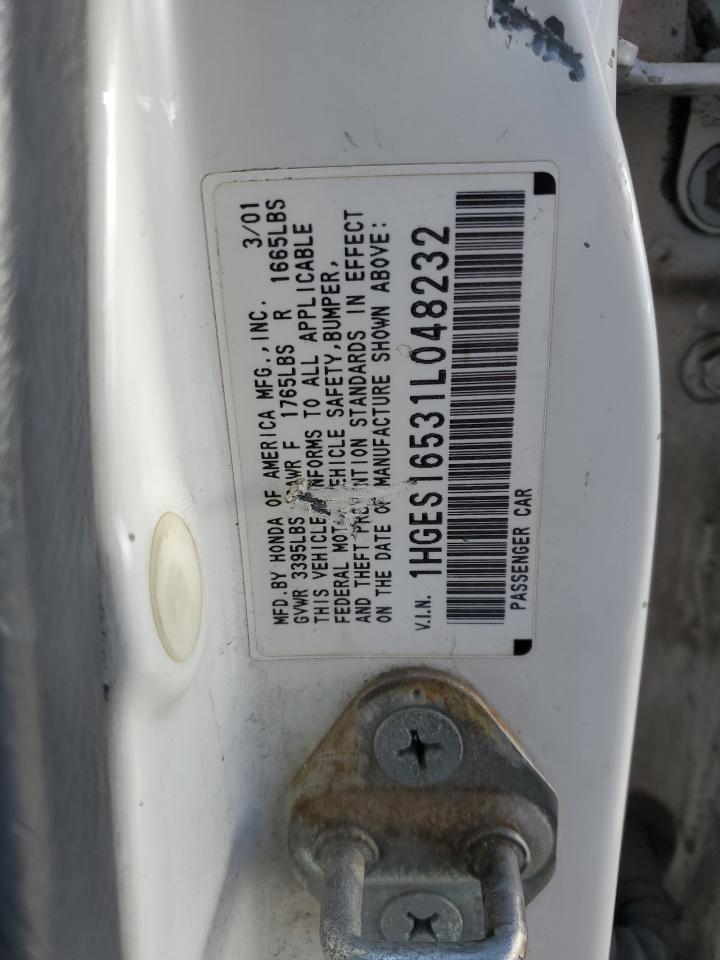 1HGES16531L048232 2001 Honda Civic Lx
