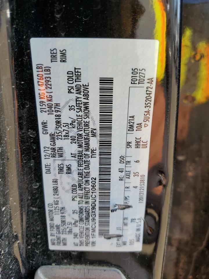 2013 Ford Escape Se VIN: 1FMCU9GX9DUC10602 Lot: 65802144