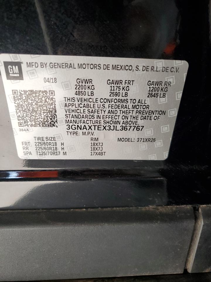 3GNAXTEX3JL367767 2018 Chevrolet Equinox Lt