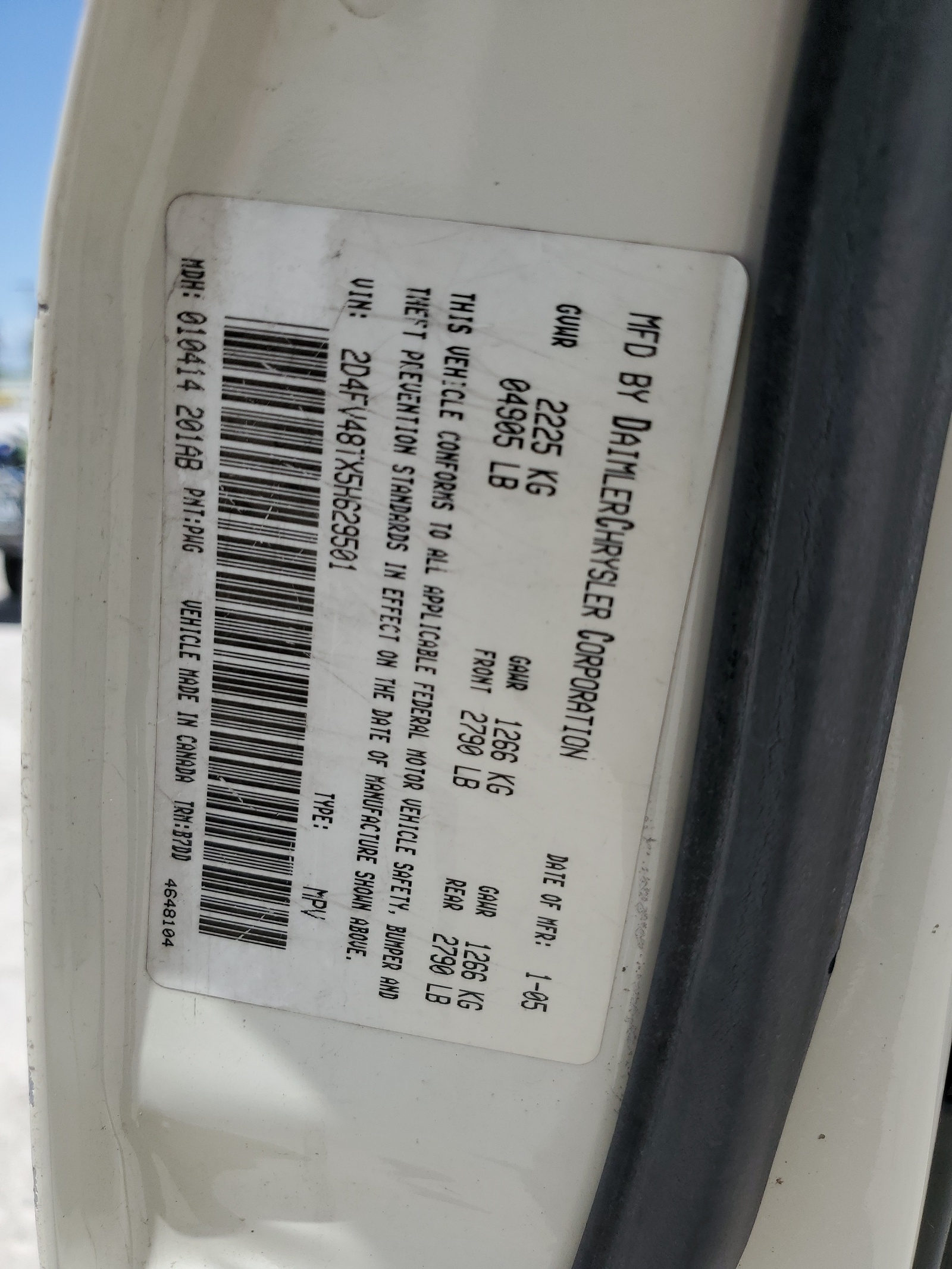 2D4FV48TX5H629501 2005 Dodge Magnum Se