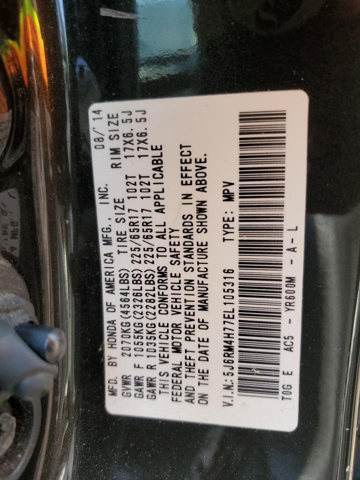 2014 Honda Cr-V Exl VIN: 5J6RM4H77EL105316 Lot: 65551394