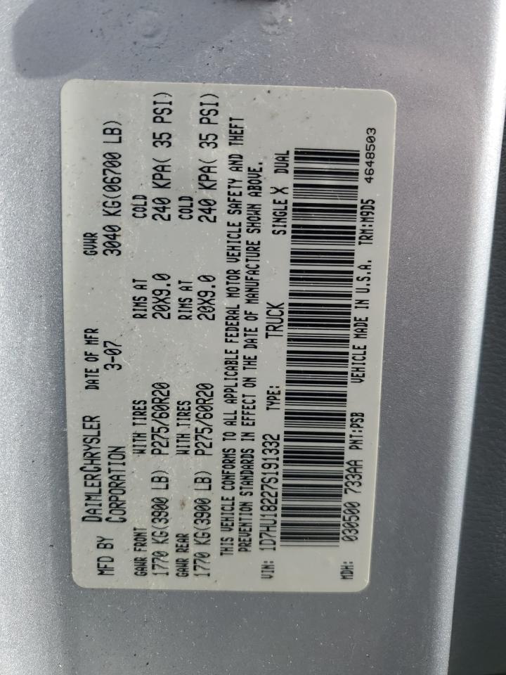 2007 Dodge Ram 1500 St VIN: 1D7HU18227S191332 Lot: 66631314