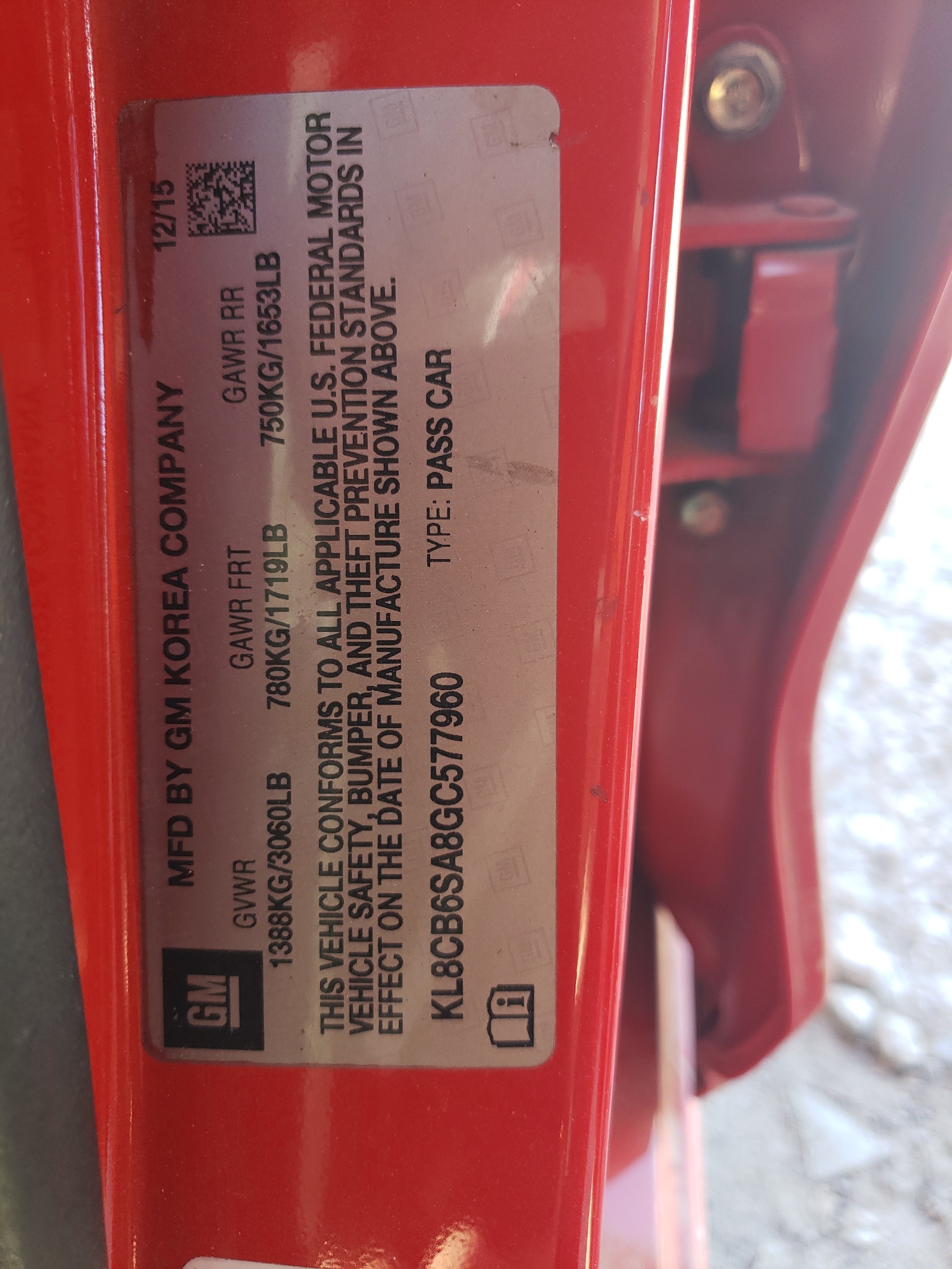 KL8CB6SA8GC577960 2016 Chevrolet Spark Ls