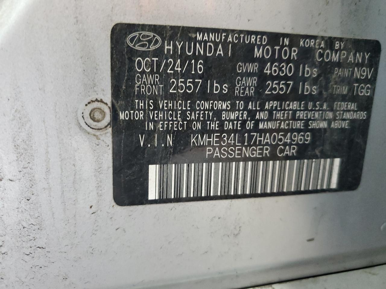 KMHE34L17HA054969 2017 Hyundai Sonata Hybrid