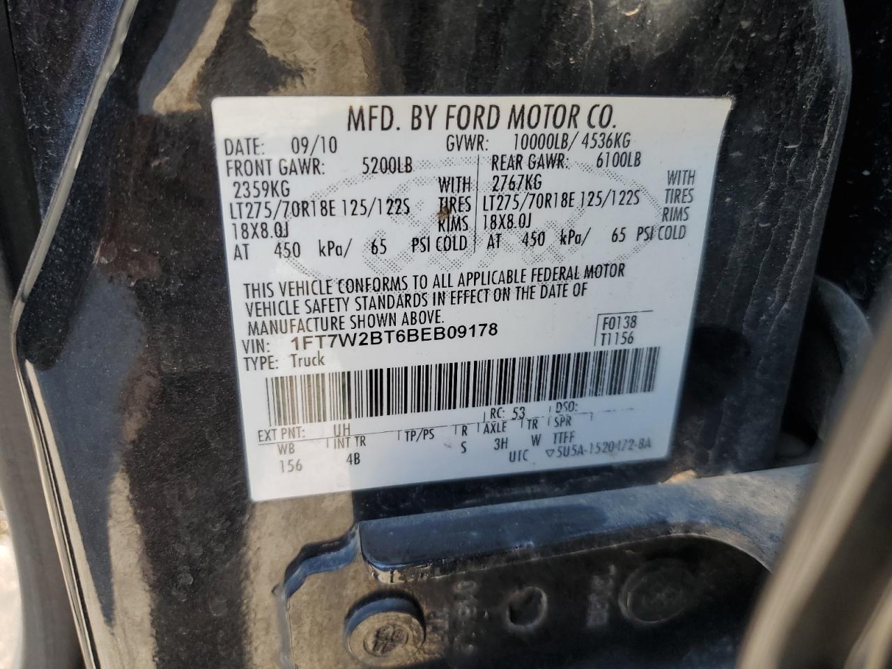 1FT7W2BT6BEB09178 2011 Ford F250 Super Duty