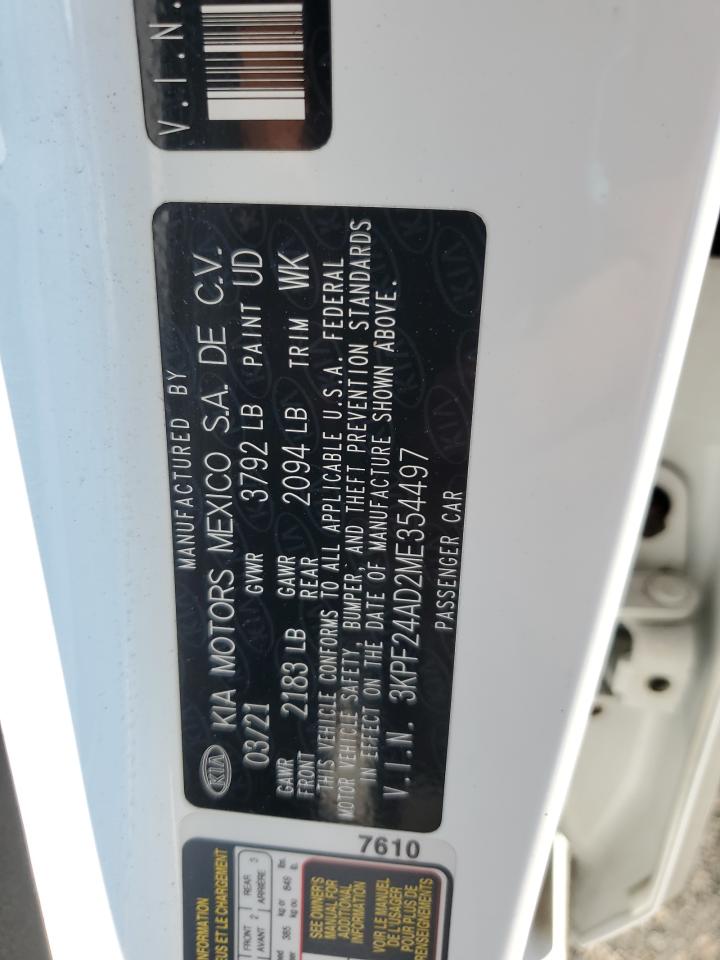 2021 Kia Forte Fe VIN: 3KPF24AD2ME354497 Lot: 65668914