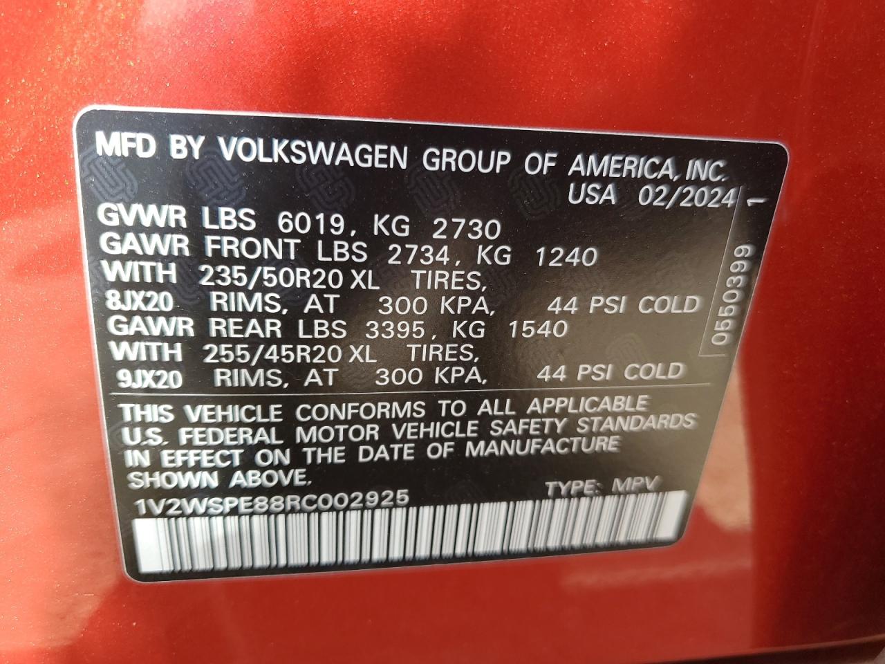 2024 Volkswagen Id.4 Pro S VIN: 1V2WSPE88RC002925 Lot: 69076564