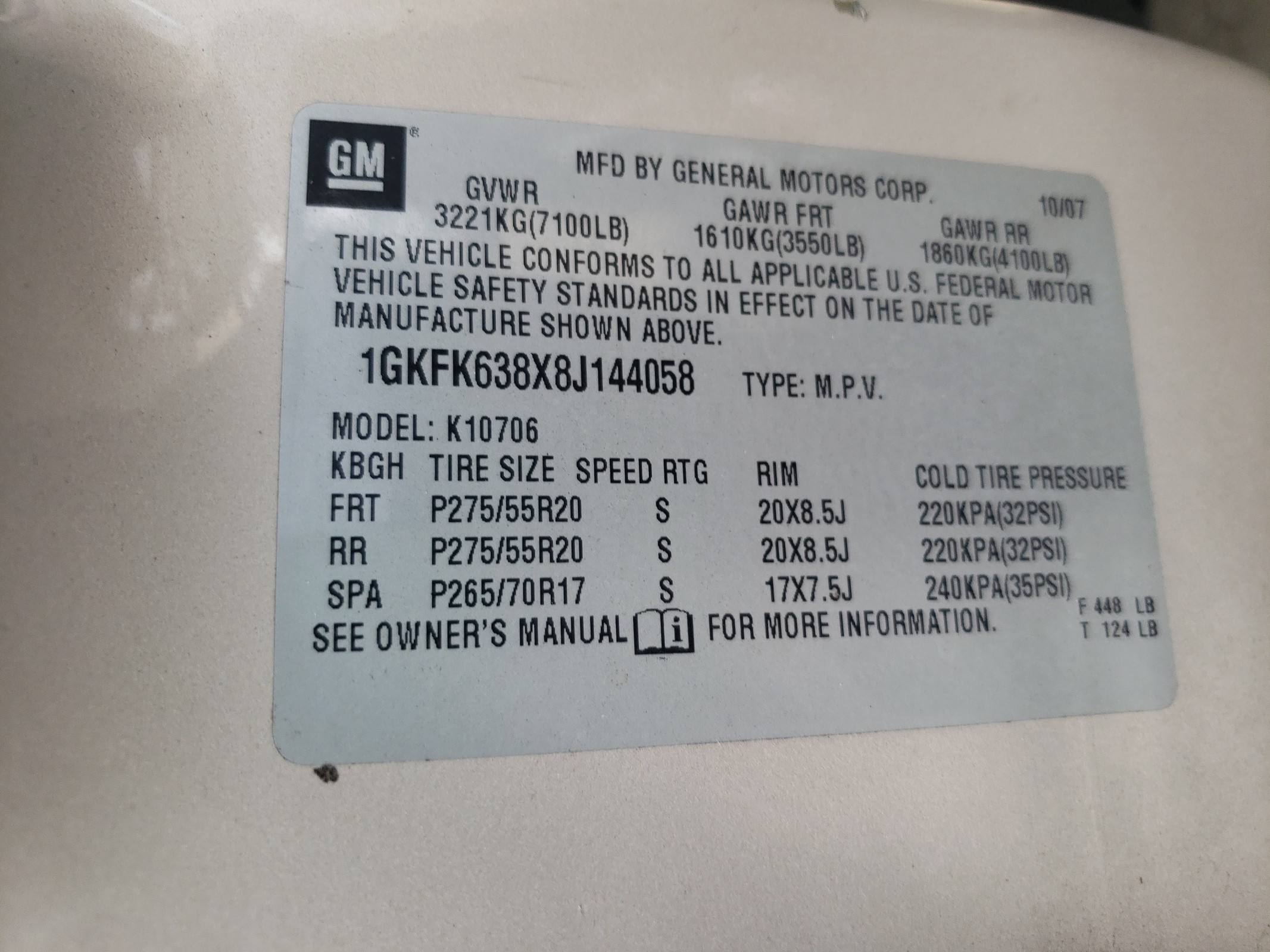 1GKFK638X8J144058 2008 GMC Yukon Denali