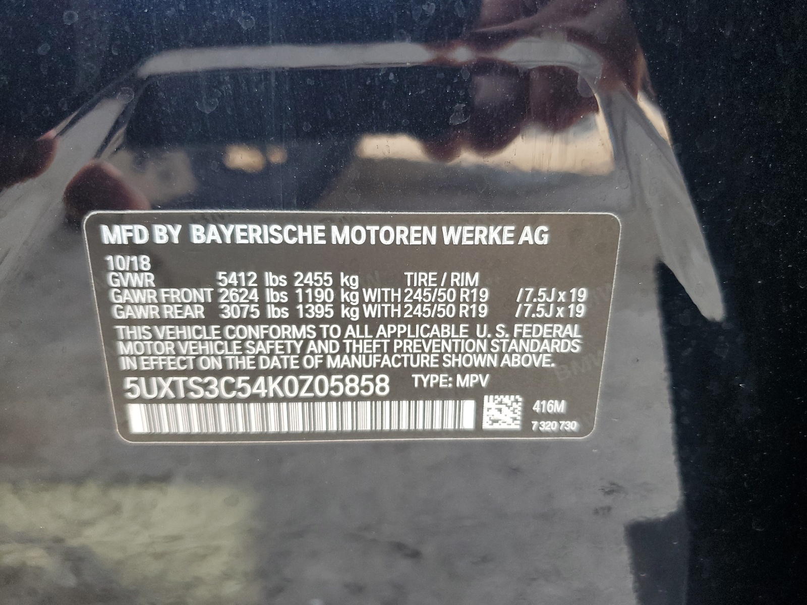 5UXTS3C54K0Z05858 2019 BMW X3 xDrivem40I
