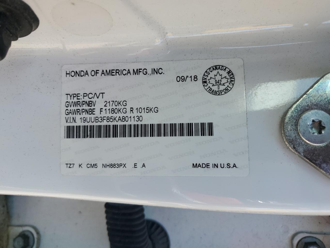 2019 Acura Tlx Advance VIN: 19UUB3F85KA801130 Lot: 67266184