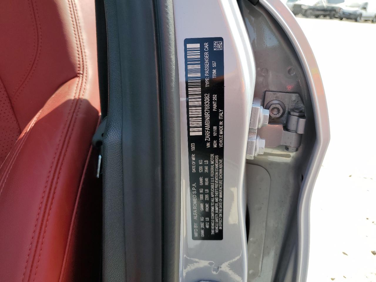 2024 Alfa Romeo Giulia Ti VIN: ZARFAMBN8R7683082 Lot: 66605864