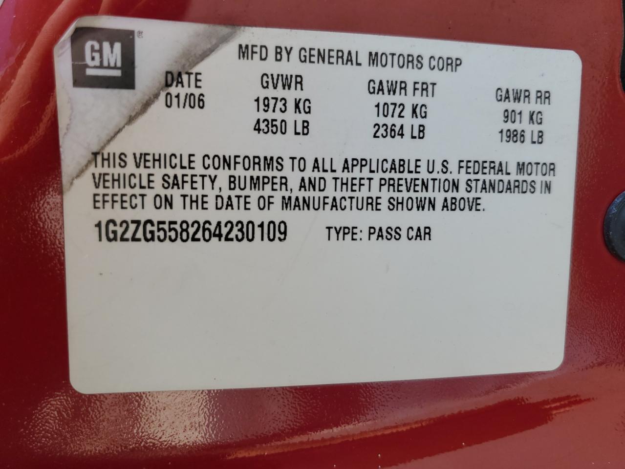 1G2ZG558264230109 2006 Pontiac G6 Se1