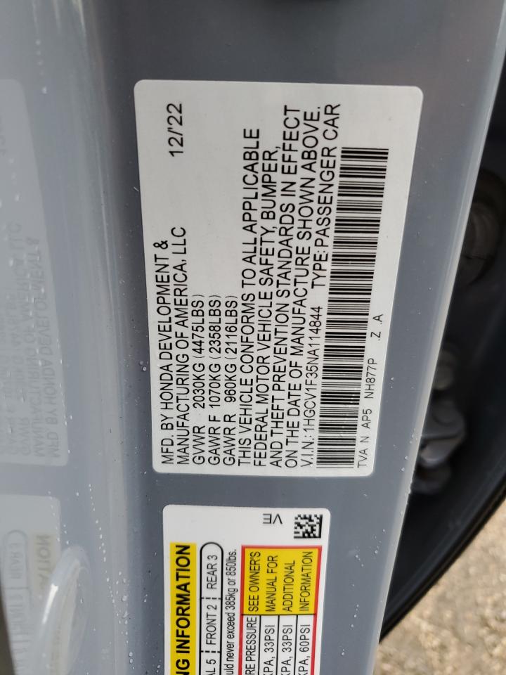 1HGCV1F35NA114844 2022 Honda Accord Sport