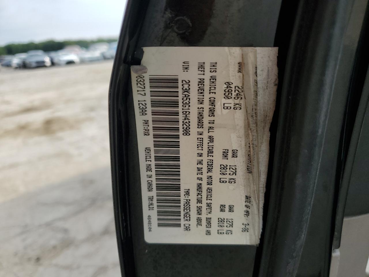 2006 Chrysler 300 Touring VIN: 2C3KA53G16H432908 Lot: 66665874