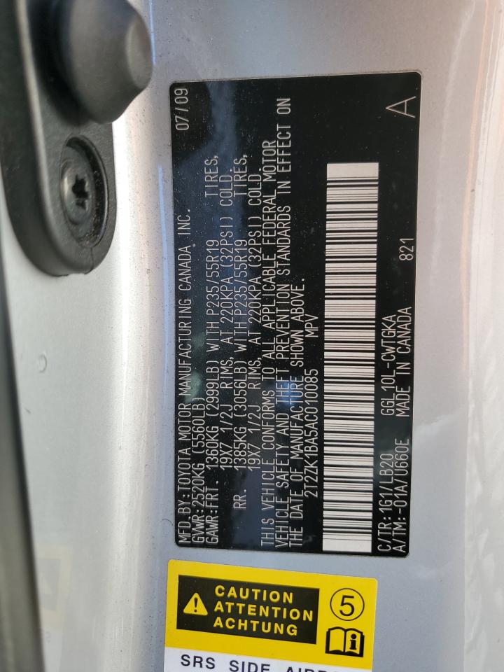 2010 Lexus Rx 350 VIN: 2T2ZK1BA5AC010085 Lot: 67406934