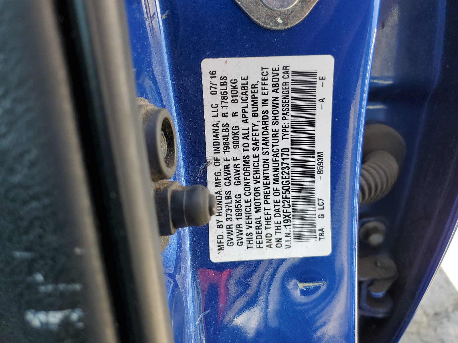 19XFC2F50GE237170 2016 Honda Civic Lx 19XFC2F50GE237170 2016 Honda Civic Lx